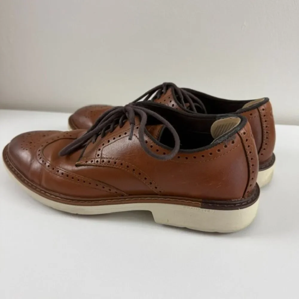 Cole Haan Men's Go-To Wing Tip Oxford Shoes in British Tan Size 9.5